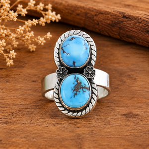 Golden Hills <b>Turquoise</b> Silver <b>Ring</b> Western Boho Statement Gemstone <b>Ring</b> Southwestern Jewelry Fashion <b>Ring</b> for Women Gift - Product Image 6