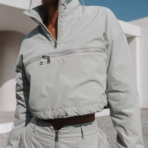 Ensemble de survêtement d'été pour femme : veste coupe-vent à demi-zip et pantalon de jogging deux pièces - Product Image 2