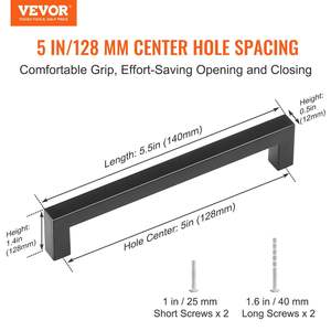 10 Pack 5.03in/128mm Matte Black Stainless Steel Cabinet Pulls Slim Square Modern <b>Kitchen</b> Bathroom Cupboard Door <b>Kitchen</b> <b>Storage</b> - Product Image 2