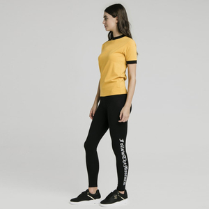 T-shirt à manches courtes col rond jaune moutarde pour femme, coupe classique, couleur unie, tissu tricoté, vêtements décontractés, toutes saisons - Product Image 3