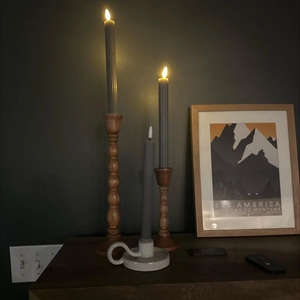 New design acacia wooden small large candle holder 2 <b>pc</b> <b>set</b> taper candlestick holder decorative customization options - Product Image 2
