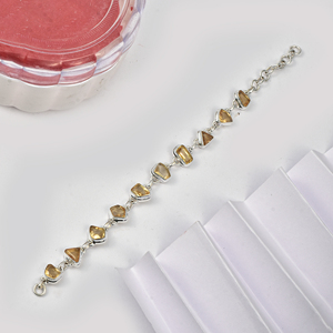 925 Sterling Silver Women Fashion <b>Gemstone</b> <b>Bracelet</b> Trendy Natural Aquamarine <b>Gemstone</b> <b>Bracelets</b> 925 Sterling Citrine <b>Bracelets</b> - Product Image 1