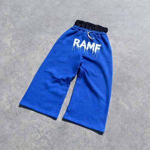 Custom Hip Hop Style Screen Printing Sweatpants High Quality Cotton Acid Wash Distressed Double Waisted Sweatpants for Men - Product Image 2