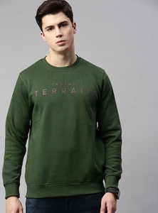 Sudadera Verde de Cuello Redondo para Hombre, Corte Regular, Logotipo Estampado, Informal, Tejida, 100% Algodón, para Otoño - Product Image 4