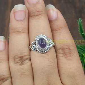 Natural Purple Amethyst 925 Sterling <b>Silver</b> <b>Ring</b> Handmade Vintage Boho <b>Statement</b> Gemstone <b>Ring</b> for Women Wholesale Jewelry - Product Image 5