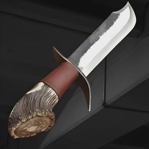 Couteau Bowie de chasse de 17 pouces en acier carbone forgé à la main avec fourreau en cuir et lame à pointe tombante - Product Image 6