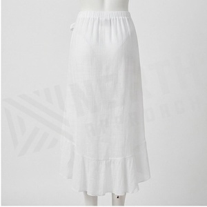 <b>White</b> Chiffon Asymmetric Wrap Skirt Women Breathable Solid Color Draped Design Regular Fit Beachwear Style - Product Image 2