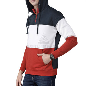 Sweat-shirt blanc unisexe surdimensionné à col montant semi-zippé en molleton mélangé de coton, pull uni à quart de zip - Product Image 2