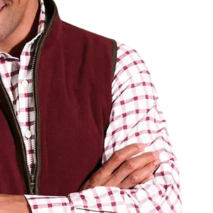 <b>Mens</b> Burgundy <b>Fleece</b> <b>Gilet</b> With Full Zip Front High Collar Soft Warm Sleeveless Jacket For Winter Outdoor Casual Wear - Product Image 3
