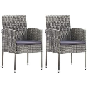 Juego de 2 Sillas de Jardín de Acero y Ratán PE Gris, 100% Poliéster, Duraderas y Elegantes - Product Image 1