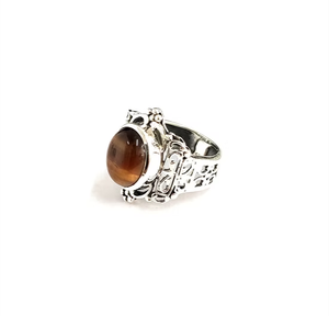 <b>Boho</b> Natural Tiger Eye Cabochon Cocktail <b>Ring</b> Antique Oxidized 925 <b>Silver</b> Jewelry Manufacture - Product Image 4
