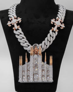 3D Iced Jesus Pendant Rose Gold Plated Moissanite <b>Cross</b> Necklace Cathedral Charm <b>Chain</b> Luxury Jewelry for <b>Men</b> Unisex IGI - Product Image 1