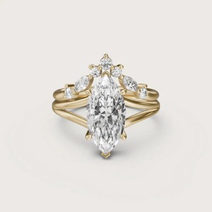14k Yellow Gold Marquise Diamond <b>Ring</b> 2.07CT Lab Grown Solitaire V Prong 4 Claw 2MM <b>Split</b> Band Engagement <b>Ring</b> Minimal Style - Product Image 5