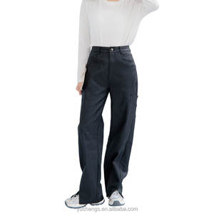 En stock 100% polyester femmes robes décontractées pantalons à jambes larges en relief Logo/motif taille moyenne fermeture éclair braguette coupe ample pour l'hiver - Product Image 1