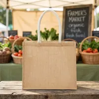 Sac fourre-tout moderne en jute naturel, réutilisable pour les courses, dimensions personnalisées, poignée non tissée, fermeture éclair, motif uni, océanique