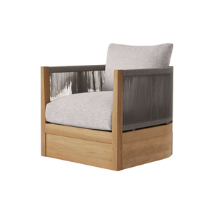 Sillón de Exterior Moderno, Estructura Curva de Teca Sólida, Tejido de Cuerda, Cojín Profundo, Muebles de Jardín de Lujo para Todo Tipo de Clima - Product Image 2