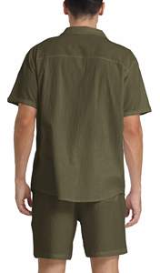 Traje de verano de dos piezas para hombre/mujer con cuello abotonado, fácil de llevar, tela suave, elástica y transpirable, con pantalones cortos. - Product Image 4