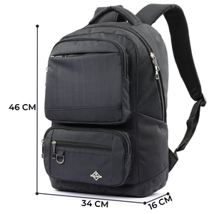 Micvia <b>Black</b> Nylon Laptop <b>Backpack</b> with Water Resistance and Multiple Zippered Compartments for <b>Men</b> Women - Product Image 2