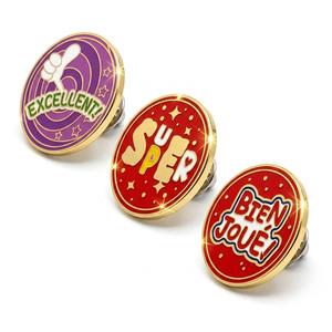 Pins Personalizados de Zinc Plateado en Plata, Impresión Offset Moderna, para Reconocimiento a Empleados, Premios por Aniversario de Empresa - Product Image 1