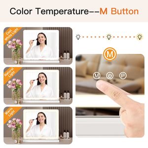 Specchio LED da Trucco con Cornice in Alluminio, Dimmerabile, 3 Modalità di Colore, Funzione Memoria per Illuminazione Camera da Letto e Bagno - Product Image 5