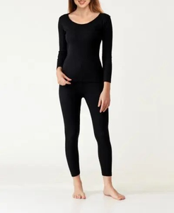 Conjunto de Ropa Interior Térmica sin Costuras para Mujer, Transpirable y Ecológica, Camiseta y Pantalones Largos, Color Morado Sólido, Cuello y Mangas, Capa Base Cálida para Invierno - Product Image 3