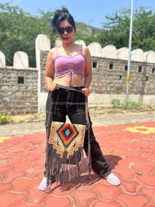 Nuevo bolso de mano con manta con sillín con estilo occidental Real hecho a mano azteca multicolor cuero con cuentas Correa borla bolsos cruzados - Product Image 3