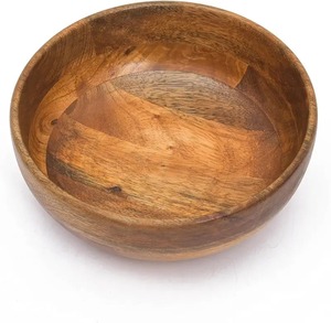 Grand saladier en teck naturel, fait main, rond, en bois, pour servir, mélanger les fruits, vaisselle de cuisine, décoration de table - Product Image 6