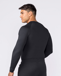 T-shirt de sport moulant pour homme à manches longues, uni, avec logo personnalisé, en nylon extensible à séchage rapide, idéal pour la gym et la course à pied - Product Image 5