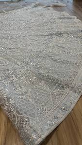 Women's <b>Light</b> <b>Blue</b> Silk <b>Lehenga</b> Choli With Embroidered Skirt Traditional Indian Pakistani Wedding Outfit Floor-Length Regular - Product Image 6