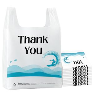 ถุงพลาสติกแบบมีหูหิ้วสำหรับใส่เสื้อยืด ทนทาน เหมาะสำหรับร้านค้าปลีกและสินค้าอื่นๆ เช่น ของชำและอาหารแบบซื้อกลับบ้าน - Product Image 1