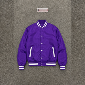 Veste universitaire classique violette 100% laine, couleur unie, col rabattu, fermeture à boutons en corne, décontractée, hiver, respirante, écologique - Product Image 5