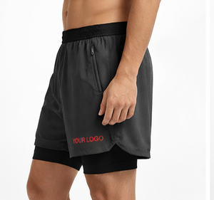 Custom 2 in 1 Running & Compression Training Shorts 100% Cotton Quick Dry Breathable Eco-Friendly Fitness Wear for Men - Product Image 2