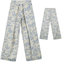 Pantalon ample à jambes larges pour femme, taille mi-haute, imprimé, décontracté, pour soirée, avec rivets, été, respirant, coton recyclé BCI durable