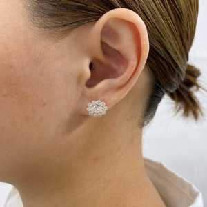 Floral Moissanite 2CT Oval Cut Diamond Flower <b>Stud</b> Earrings 925 <b>Silver</b> For Women's Bride Choice For Wedding Parties Jewelry - Product Image 3