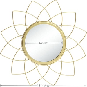 Modern Gold Metal Wall <b>Mirrors</b> Round Decorative Framed Sunburst Design for Home Interior Decor - Product Image 2