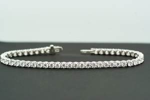 Custom 4MM Round Moissanite Dainty Tennis <b>Bracelet</b> 925 Sterling <b>Silver</b> Luxury Jewelry Gift for Women's Party Wear - Product Image 3