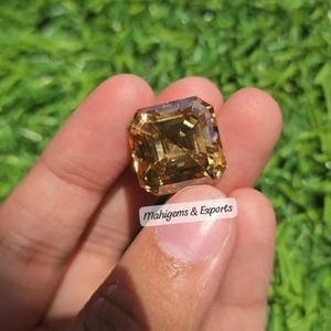 Moissanita de 15 mm, corte Asscher, color amarillo intenso, hecha a mano, piedra preciosa suelta - Product Image 5