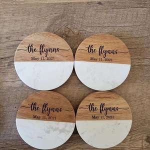 Handcrafted Eco-Friendly Modern <b>Wood</b> <b>Tea</b> Coaster <b>Set</b> Natural Grain Glossy Finish Premium for Home Office Table Decor Cup Mats - Product Image 1