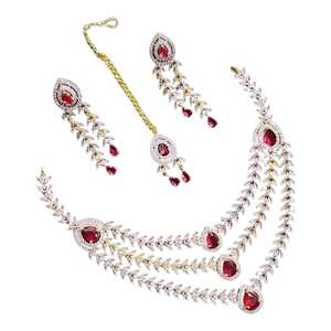 Juego de Joyería Nupcial de Acero Inoxidable de Primera Calidad con Cristales, 4 Piezas, para Mujer, Plateado, para Fiestas - Product Image 1