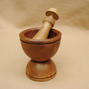 Handmade Solid Wooden Mortar And Pestle Set For <b>Grinding</b> Herbs Spices Seeds And Kitchen Use - Product Image 5