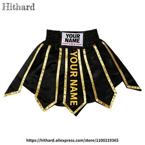 Pantalones cortos de muay thai Fluory Boxing, azules y rojos con estrellas, personalizados. - Product Image 6