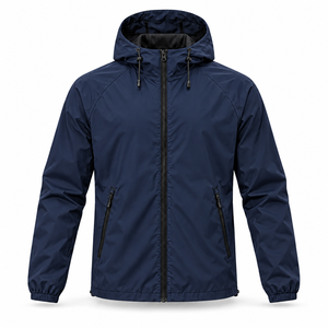 Men's <b>Black</b> Hooded <b>Windbreaker</b> Jacket Lightweight Sporty Zip Up Coat with Pockets <b>windbreaker</b> for men - Product Image 4