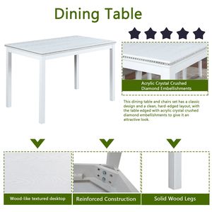 Set da Pranzo in Legno a 5 Pezzi, Tavolo Rettangolare da Cucina con 4 Sedie Imbottite - Product Image 5