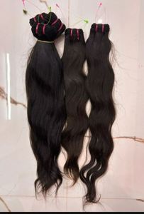 Extensions de cheveux naturels indiens bruts, colorés sur mesure, cheveux de temple bruts, ondulation profonde, extensions à bandes adhésives, noir naturel, sans couture - Product Image 6