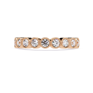 แหวนเพชรทรงกลมแบบฝังขอบทองคำแท้ 14k สำหรับผู้หญิง ดีไซน์คลาสสิกเรียบง่าย สามารถสวมซ้อนกันได้ เหมาะสำหรับเป็นของขวัญในวันครบรอบแต่งงาน - Product Image 3