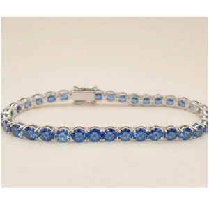 Pulsera de tenis de diamantes cultivados en laboratorio de 11 quilates, azules de corte elegante, de 7 pulgadas, en oro blanco de 14K con baño de rodio, claridad VS, 4mm, regalo para mujer, fiesta - Product Image 3