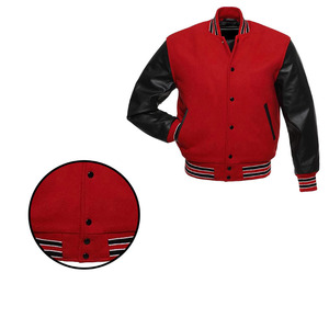 <b>Sheepskin</b> Leather Sleeves Wool Blend Body Varsity <b>Jackets</b> Best Selling Button Down Closure Varsity College Baseball <b>Jacket</b> Men - Product Image 5