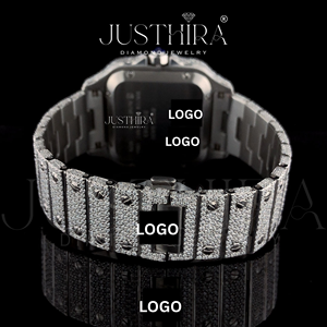 Reloj de Cuarzo Cuadrado de Lujo para Hombre, con Incrustaciones de Diamantes, Estilo Hip Hop, de Acero Inoxidable, Precio de Fábrica al por Mayor - Product Image 5