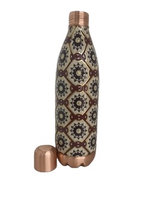 Premium Designer Printed Copper <b>Bottle</b> 1 LTR Eco-Friendly Ayurvedic Drinkware Luxury Gift Copper <b>Flask</b> with Gold Finish Accents - Product Image 4