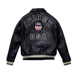 Chaqueta de Cuero Avirex para Hombre, Estilo Bomber, Transpirable, Resistente al Viento, Alta Calidad, Colores Personalizados, Estilo Urbano, Tallas Grandes Disponibles - Product Image 3